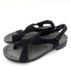 Munro Meghan Asymmetric Slingback Sandal Women's Black Leather Size US7.5N EU38